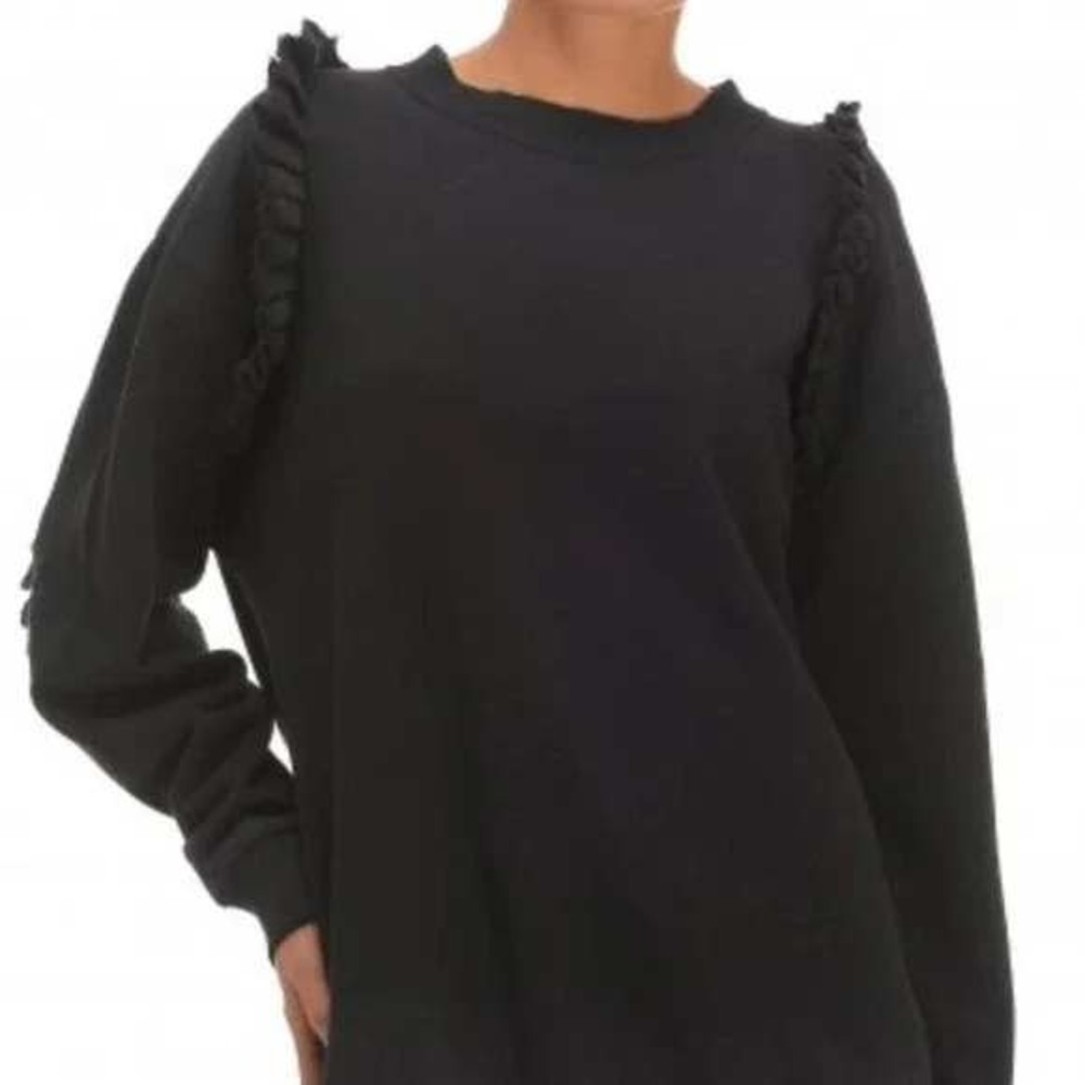 Zara‎ Trafaluc Black Ruffle Trim Sweatshirt Pullover Long Sleeve Top Streetwear